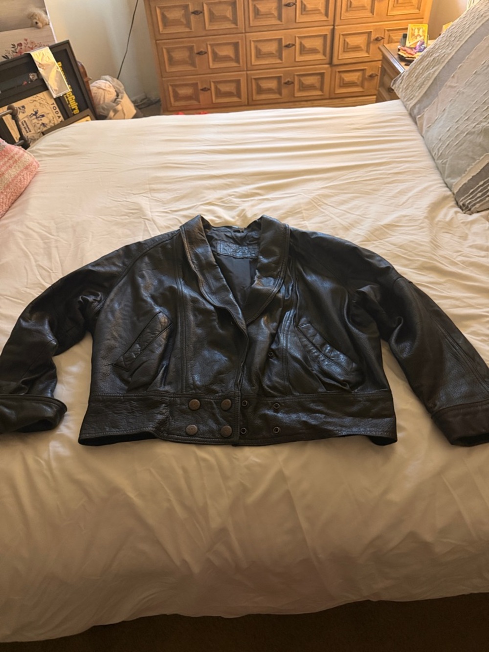 Black Leather Bomber Jacket - Classic Style